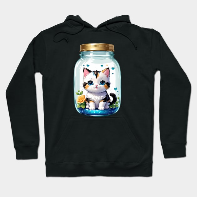 Cute Cat With Flowers Blooming In Mason Jar Hoodie by HappyDigitalPOD